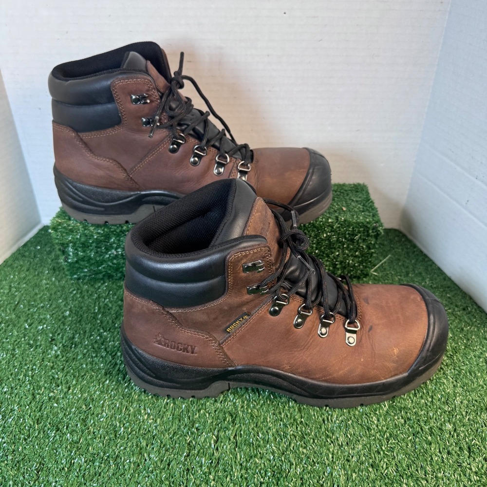 Rocky WorkSmart Mens 6in Waterproof Composite Toe Work Boots Brown Size 10